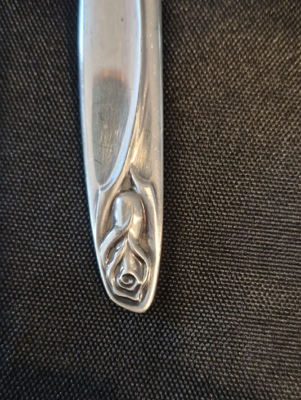 International Deep Silver Serving Spoon and Fork Anniversary Rose Pattern